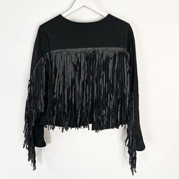 Velvet by Graham and Spencer Tiffany Black Faux Leather Fringe Jacket - Picture 4 of 8